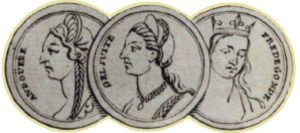 Жены Хильперика в хронологическом порядке слева направо
